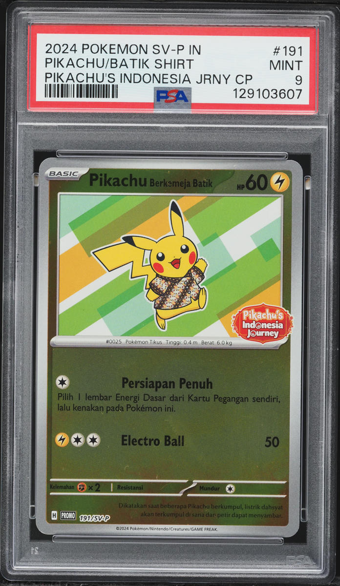 2024 Pokemon Indonesian SV Promo Journey Campaign Pikachu Batik Shirt #191 PSA 9 MINT
