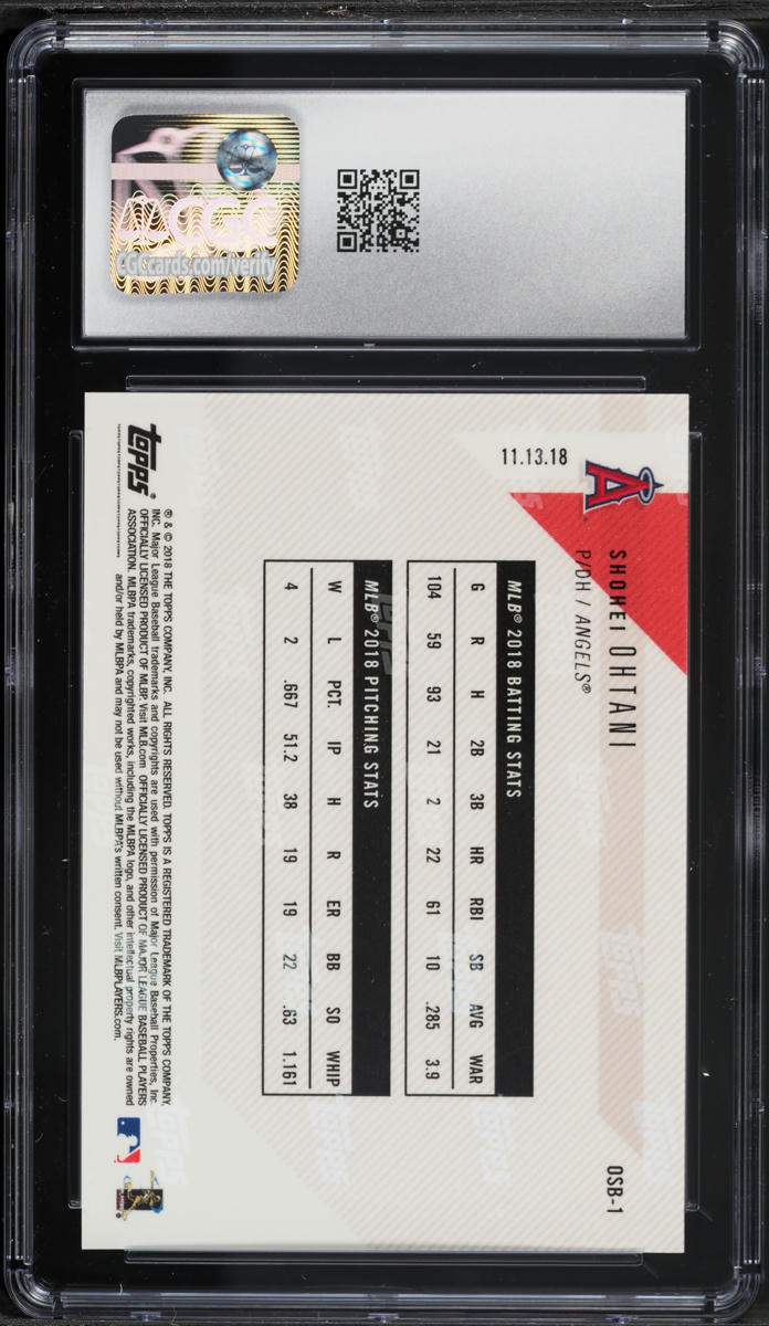 2018 Topps Now Off-Season Bonus Shohei Ohtani ROOKIE #OSB-1 CGC 10 GEM MINT