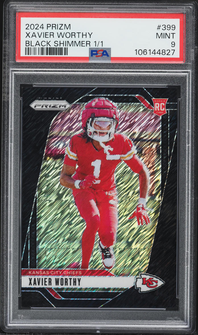 2024 Panini Prizm Black Shimmer Xavier Worthy ROOKIE 1/1 #399 PSA 9 MINT