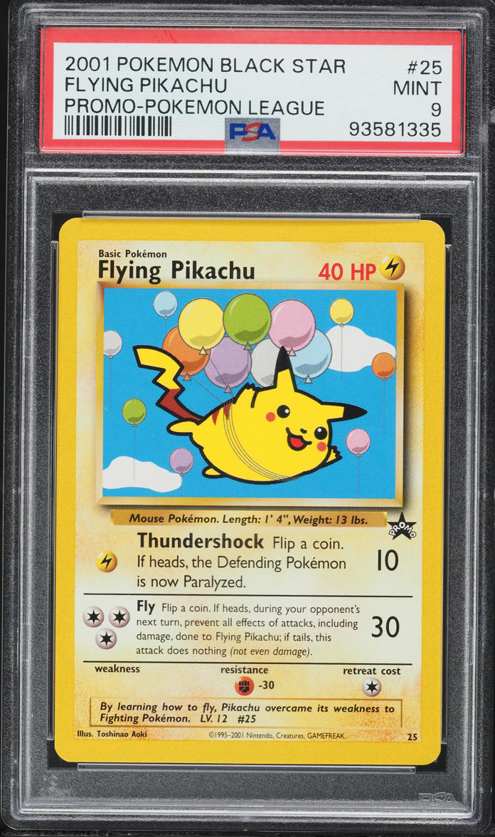 2001 Pokemon League Black Star Promo Flying Pikachu #25 PSA 9 MINT