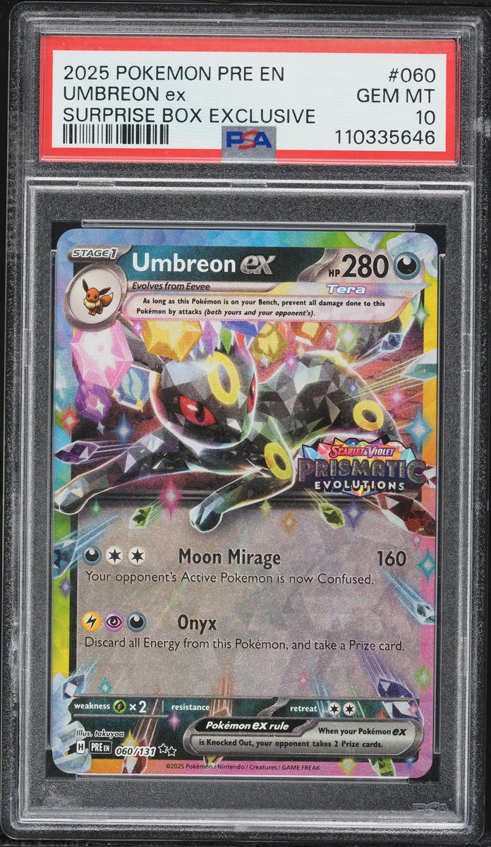 2025 Pokemon Scarlet & Violet Prismatic Evolutions Surprise Box Umbreon ex #60 PSA 10 GEM MINT