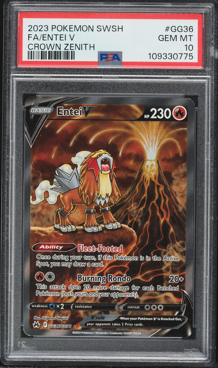 2023 Pokemon Sword & Shield Crown Zenith Alt Art Entei V #GG36 PSA 10 GEM MINT