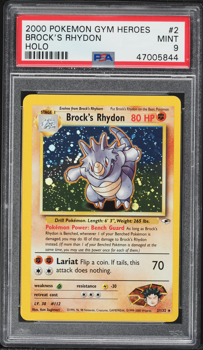 2000 Pokemon Gym Heroes Holo Brock's Rhydon #2 PSA 9 MINT