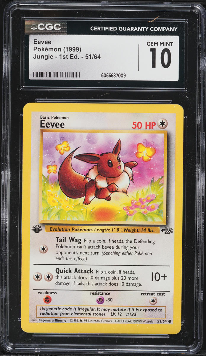 1999 Pokemon Jungle 1st Edition Eevee #51 CGC 10 GEM MINT