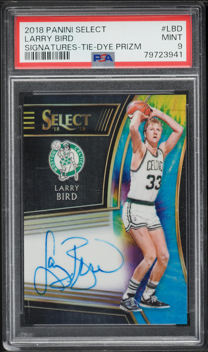 2018 Select Signatures Tie Dye Prizm Larry Bird AUTO /25 #LBD PSA 9 MINT