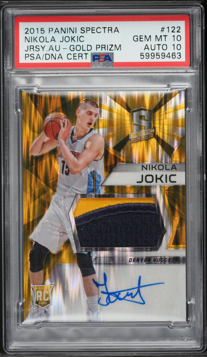 2015 Panini Spectra Gold Prizm Nikola Jokic ROOKIE AUTO DNA 10 /10