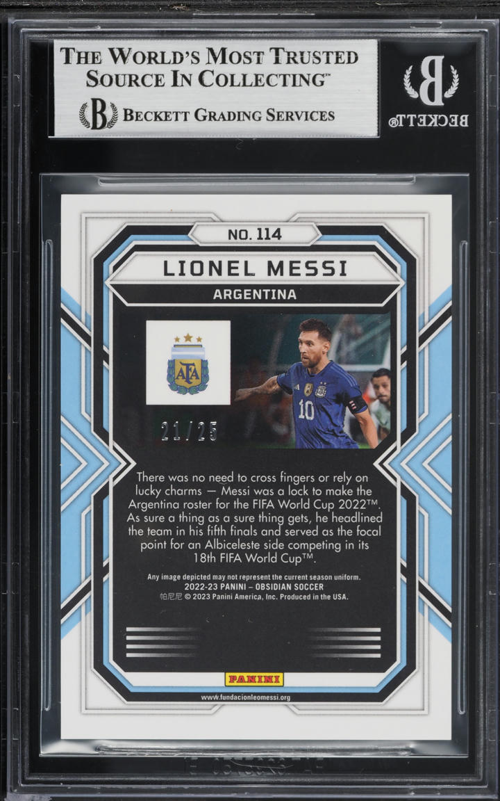 2022 Panini Obsidian Electric Etch Purple Flood Lionel Messi /25
