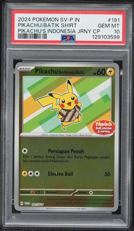 2024 Pokemon Indonesian SV Promo Pikachu In A Batik Shirt #154 CGC