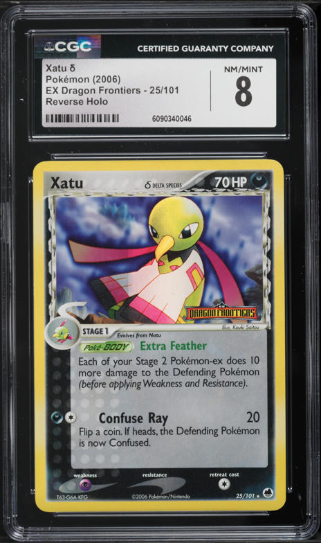 2006 Pokemon EX Dragon Frontiers Reverse Holo Xatu #25 CGC 8 NM-MT