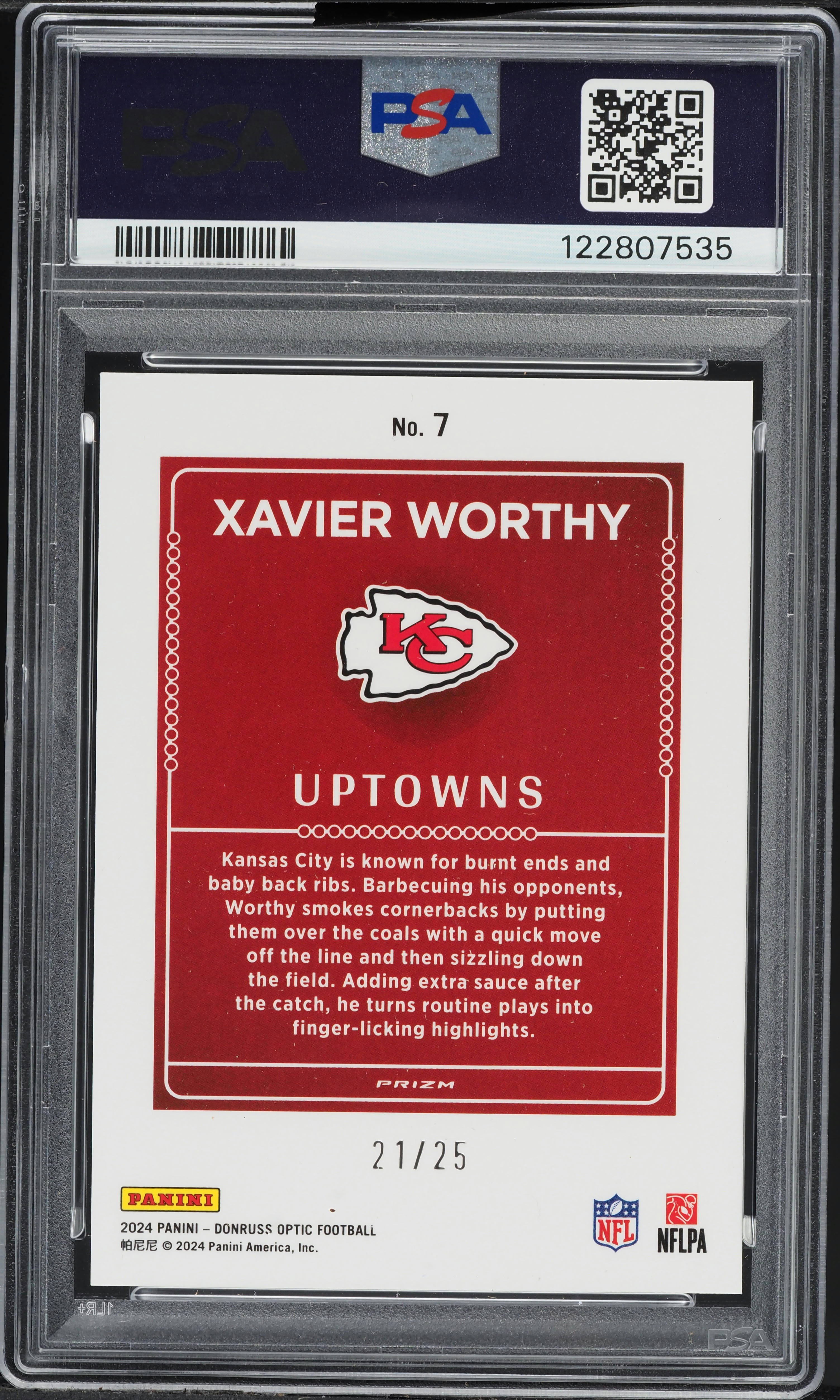 2024 Donruss Optic Uptowns White Pandora Xavier Worthy ROOKIE /25