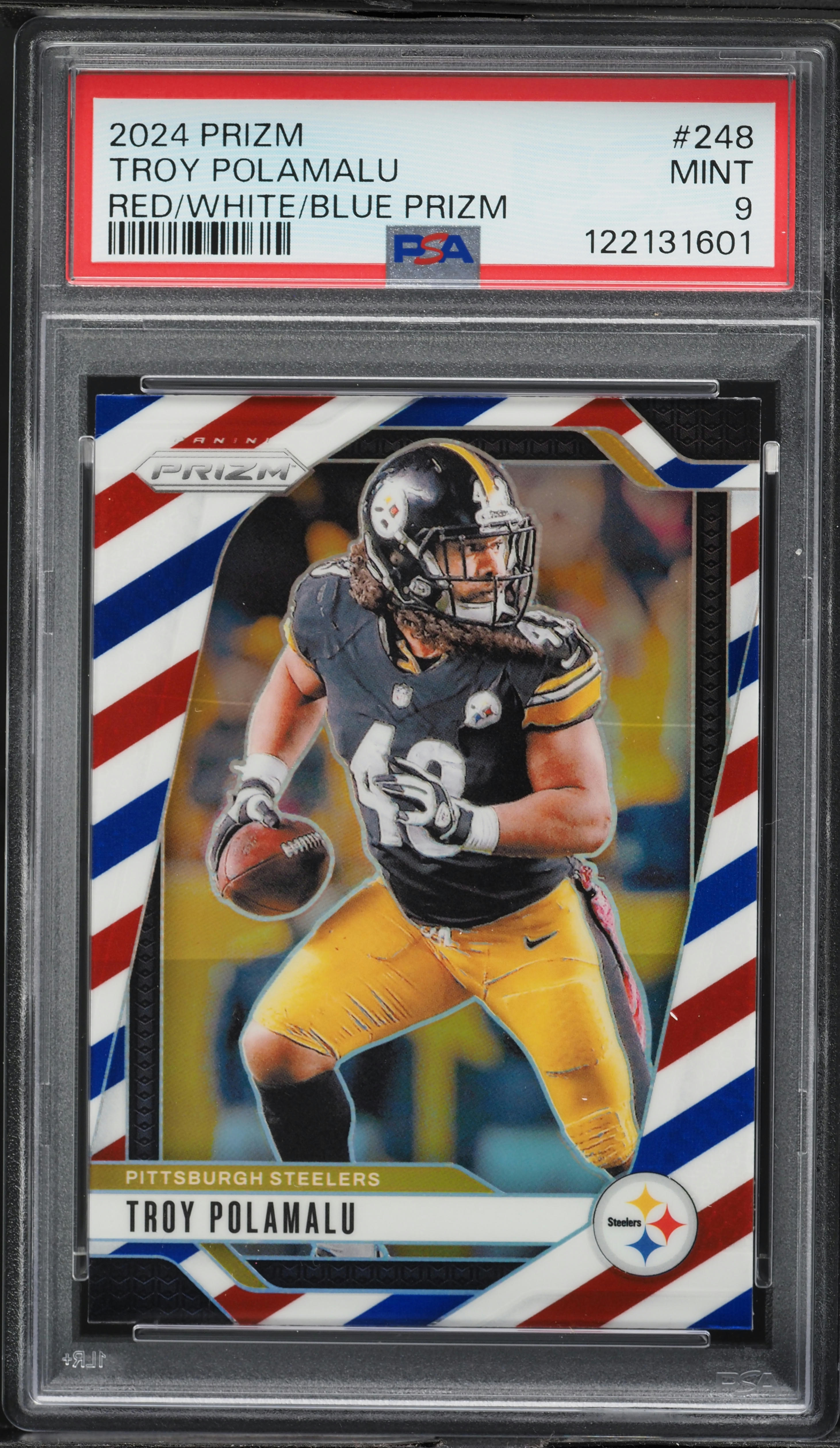 2024 Panini Prizm Red White Blue Troy Polamalu #248 PSA 9 MINT on