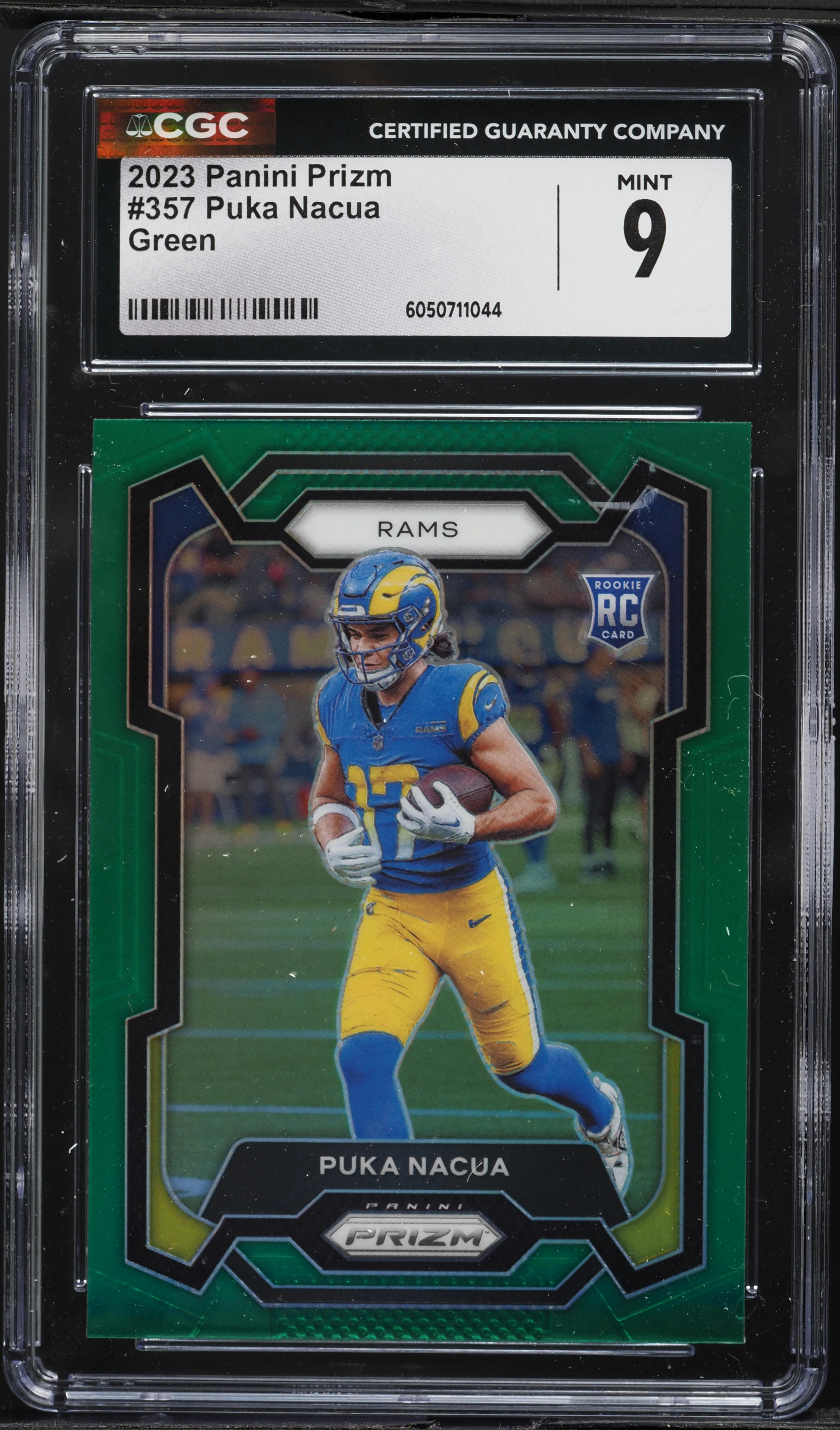 2023 Panini Prizm Green Puka Nacua ROOKIE #357 CGC 9 MINT on