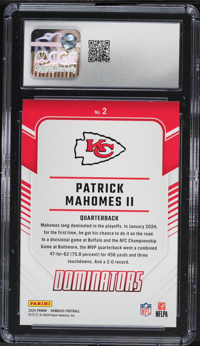 2024 Donruss Dominators Patrick Mahomes II #2 CGC 9 MINT