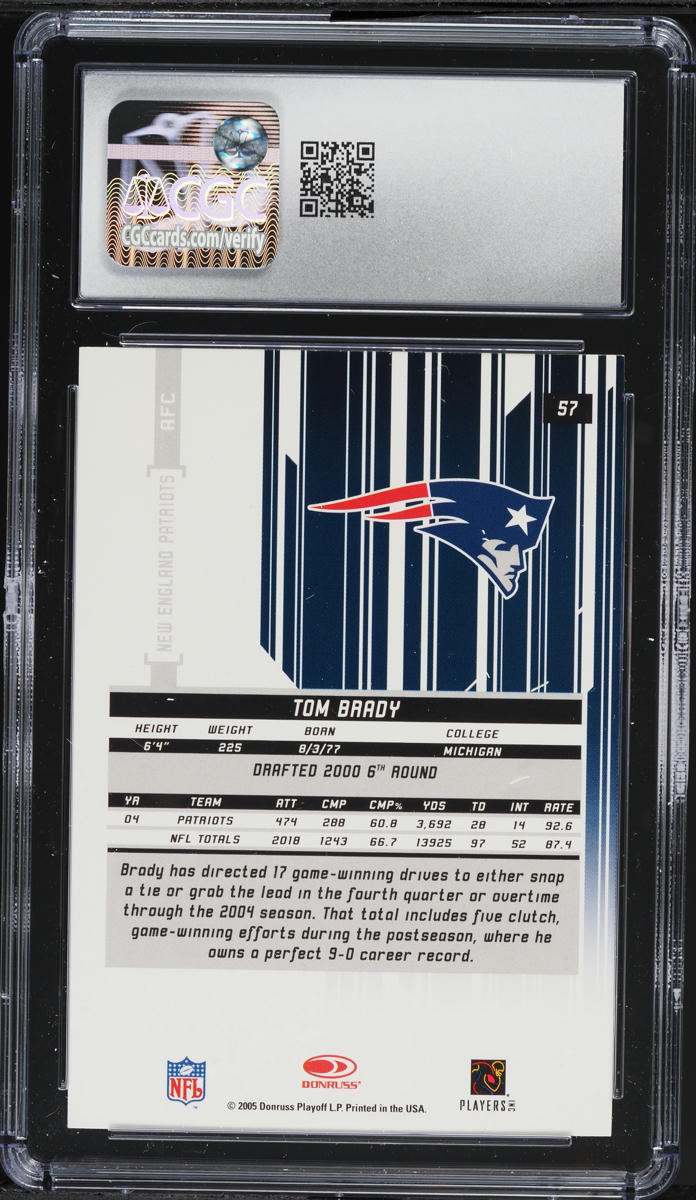 2002 Leaf Rookies & Stars Tom Brady #57 CGC 9 MINT