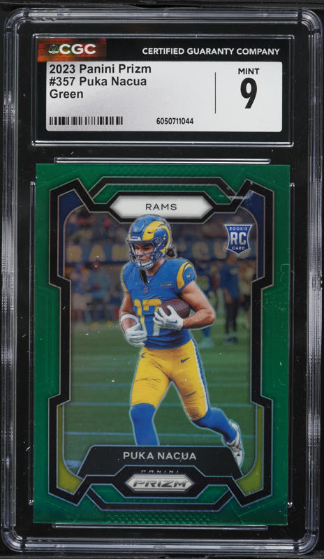 2023 Panini Prizm Green Puka Nacua ROOKIE #357 CGC 9 MINT on
