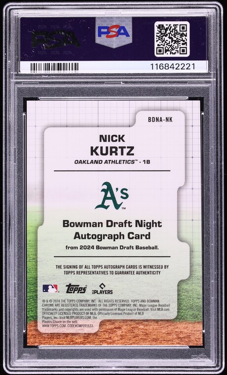 2024 Bowman Chrome Draft Night Gold Mini Diamond Nick Kurtz PROSPECT AUTO /50 #BDNA-NK PSA 10