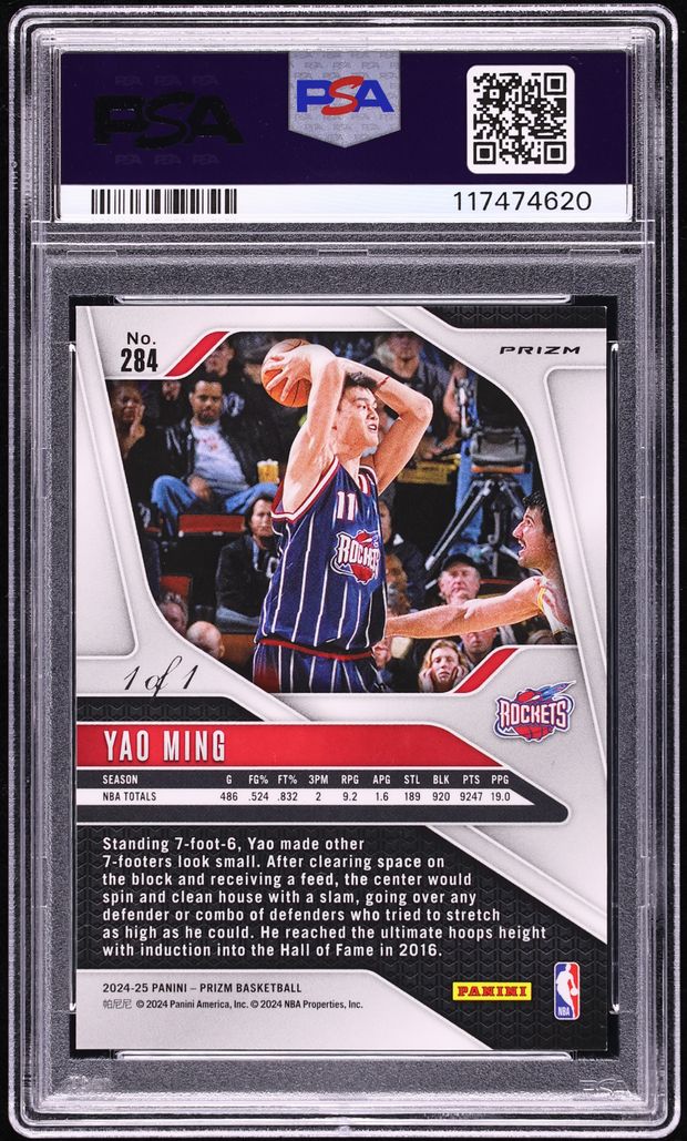 2024 Panini Prizm Black Yao Ming 1/1 #284 PSA 9 MINT
