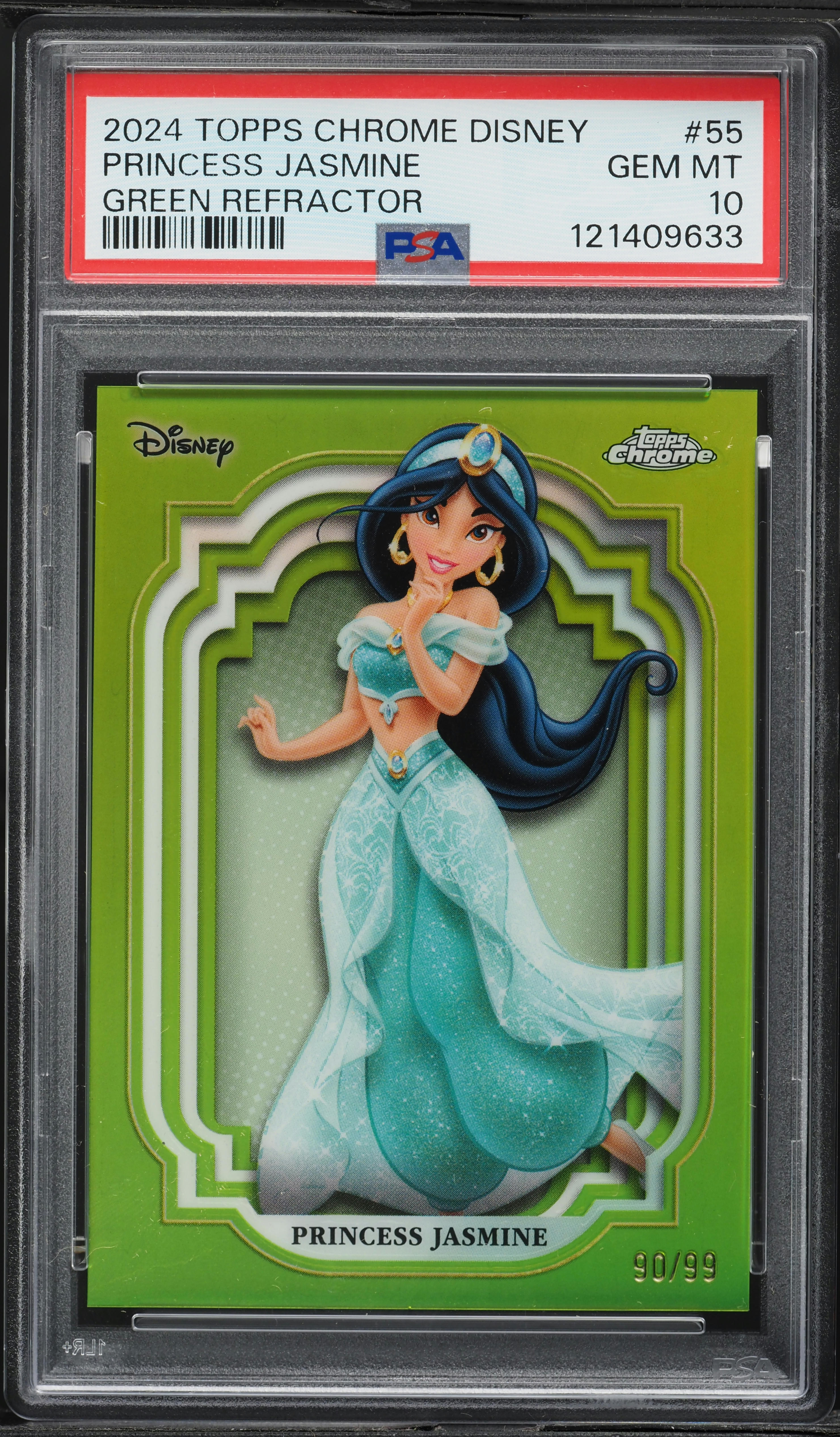 2024 Topps Chrome Disney Green Refractor Princess Jasmine /99 #55