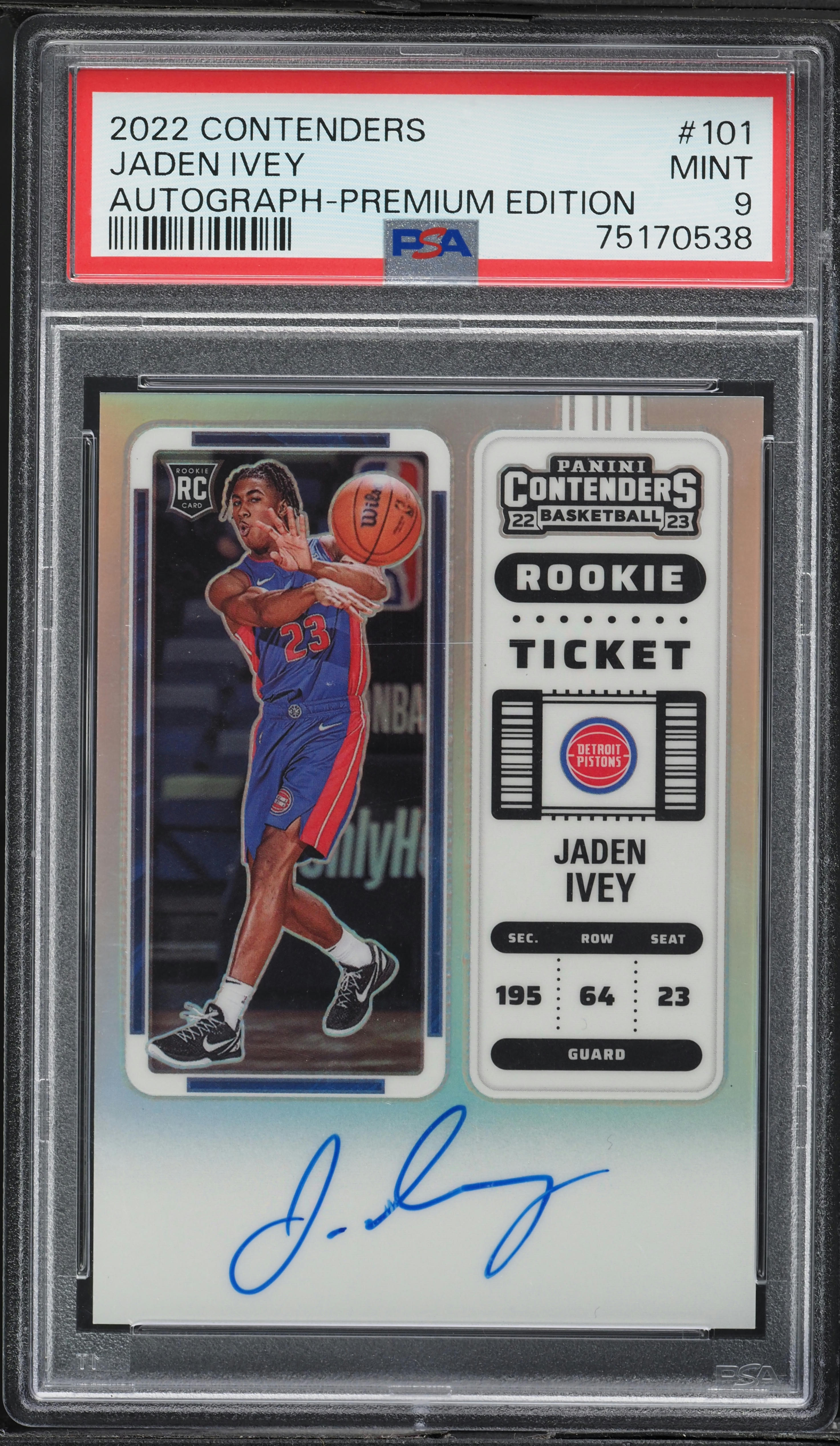 2022 Panini Contenders Premium Edition Jaden Ivey ROOKIE AUTO #101