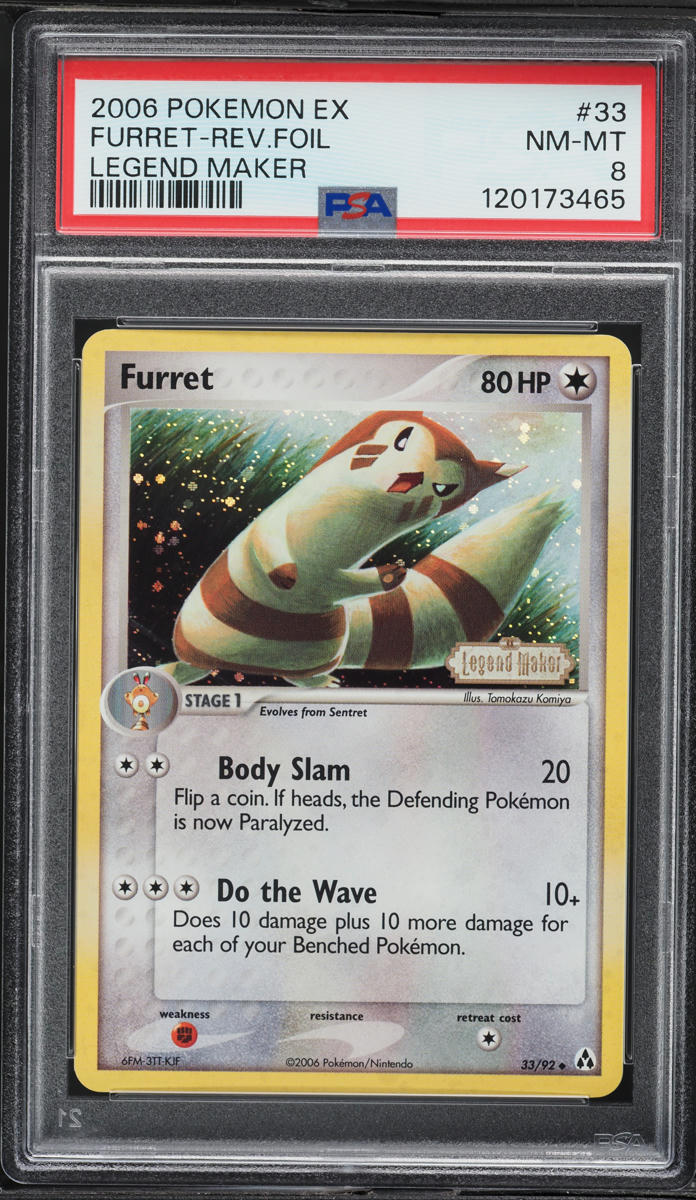 2006 Pokemon EX Legend Maker Reverse Holo Furret #33 PSA 8 NM-MT