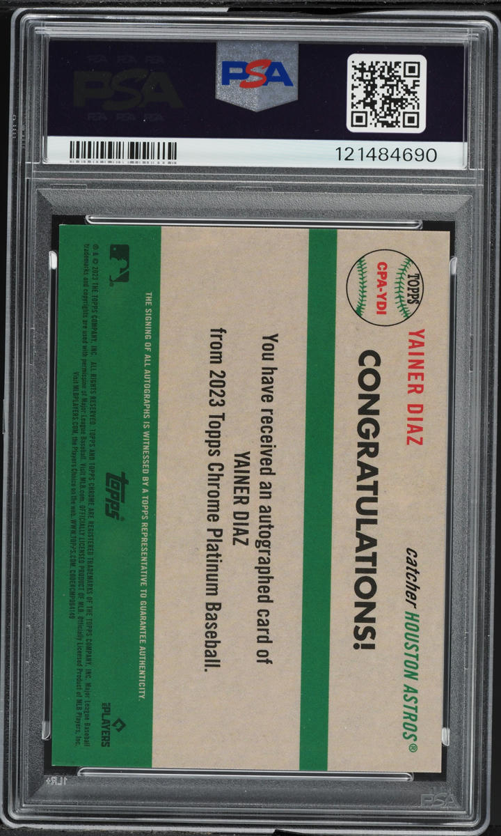 2023 Topps Chrome Platinum Anniversary Aqua Yainer Diaz ROOKIE AUTO /150 PSA 9 MINT