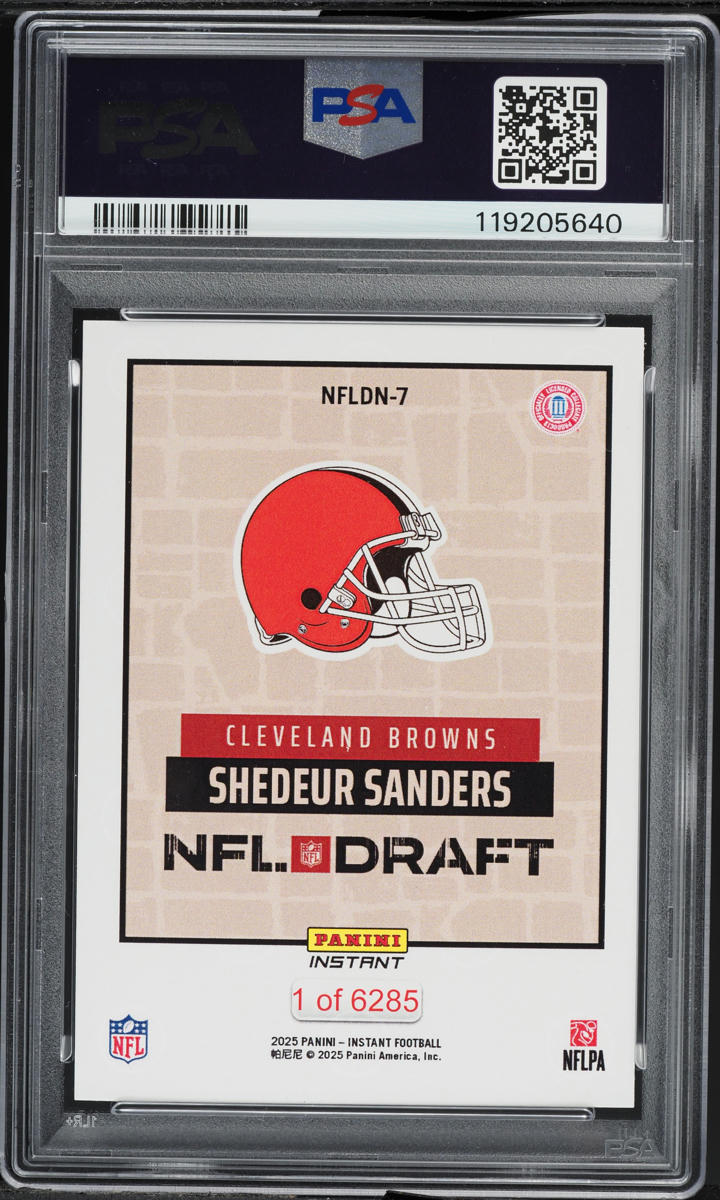 2025 Panini Instant NFL Draft Night Shedeur Sanders ROOKIE 1/6285 #NFLDN-7 PSA 10 GEM MINT