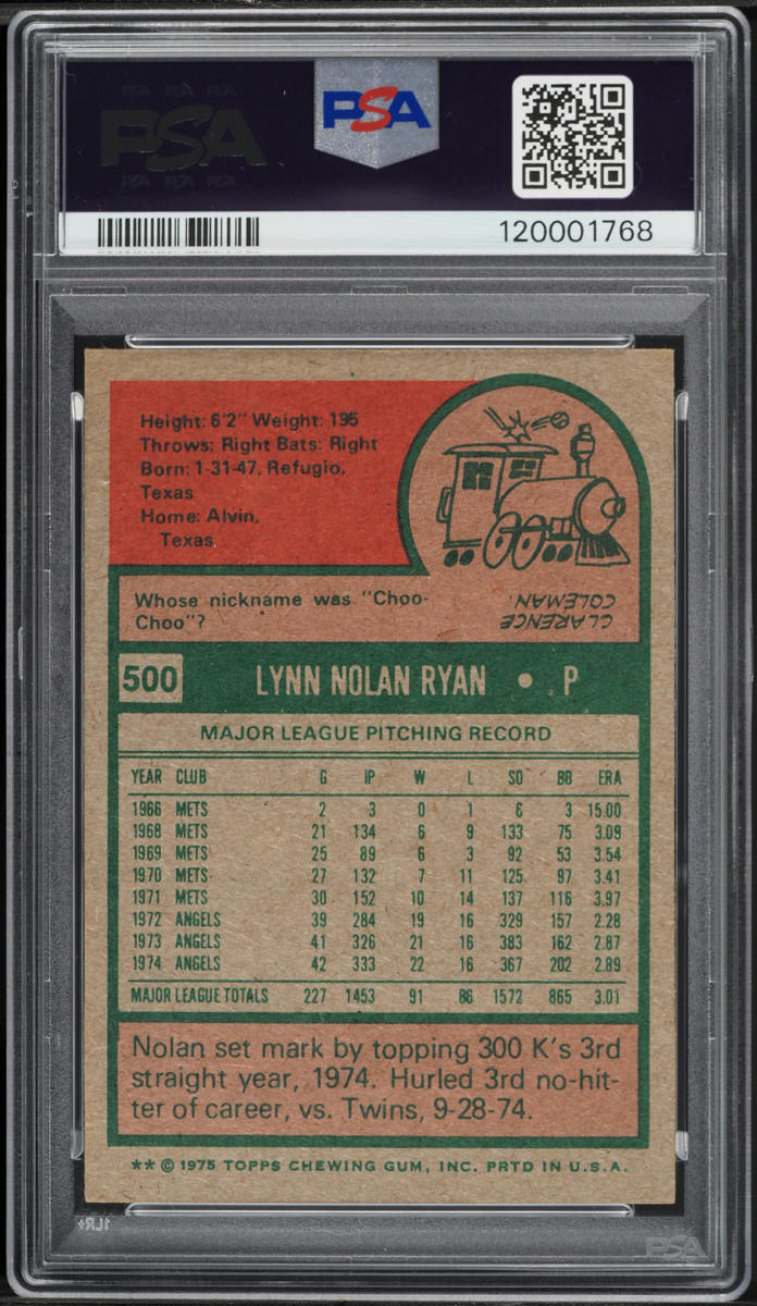 1975 Topps Nolan Ryan #500 PSA 6 EXMT on Fanatics Collect