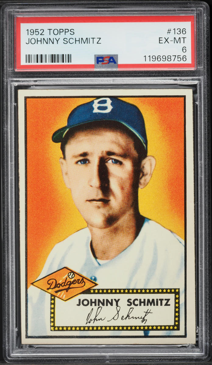 1952 Topps Johnny Schmitz #136 PSA 6 EXMT