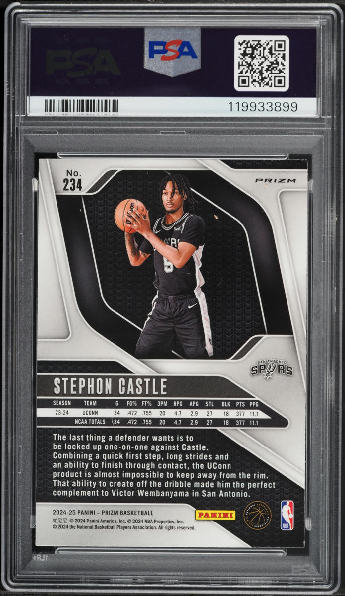 2024 Panini Prizm Orange Ice Stephon Castle ROOKIE #234 PSA 10 GEM