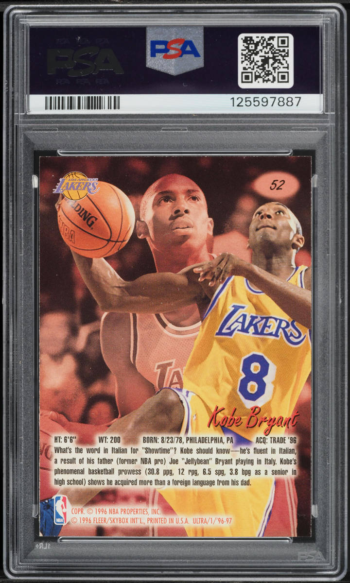 1996 Ultra Basketball Kobe Bryant ROOKIE #52 PSA 7 NRMT