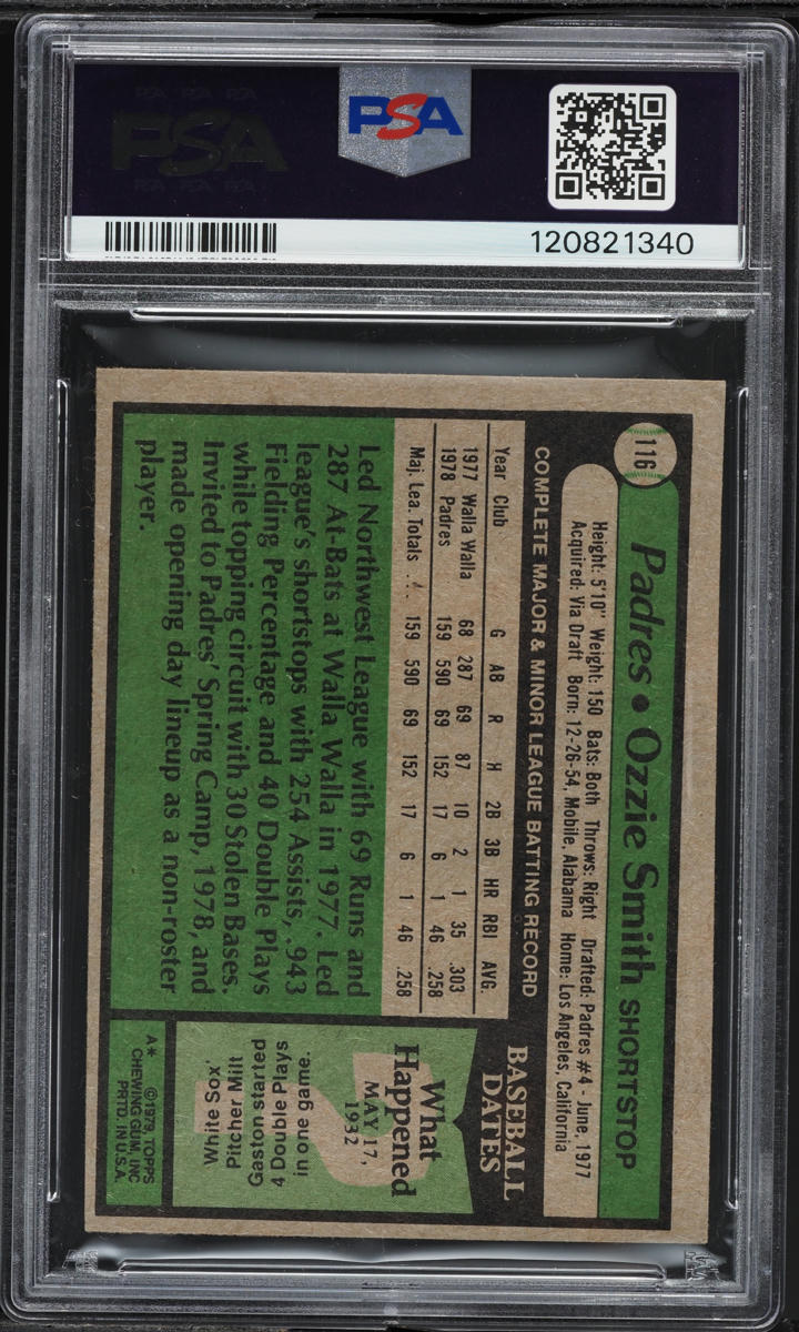 1979 Topps Ozzie Smith ROOKIE #116 PSA 5 EX