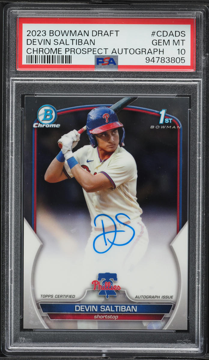 2023 Bowman Chrome Draft Devin Saltiban PROSPECT AUTO #CDA-DS PSA 10 GEM MINT