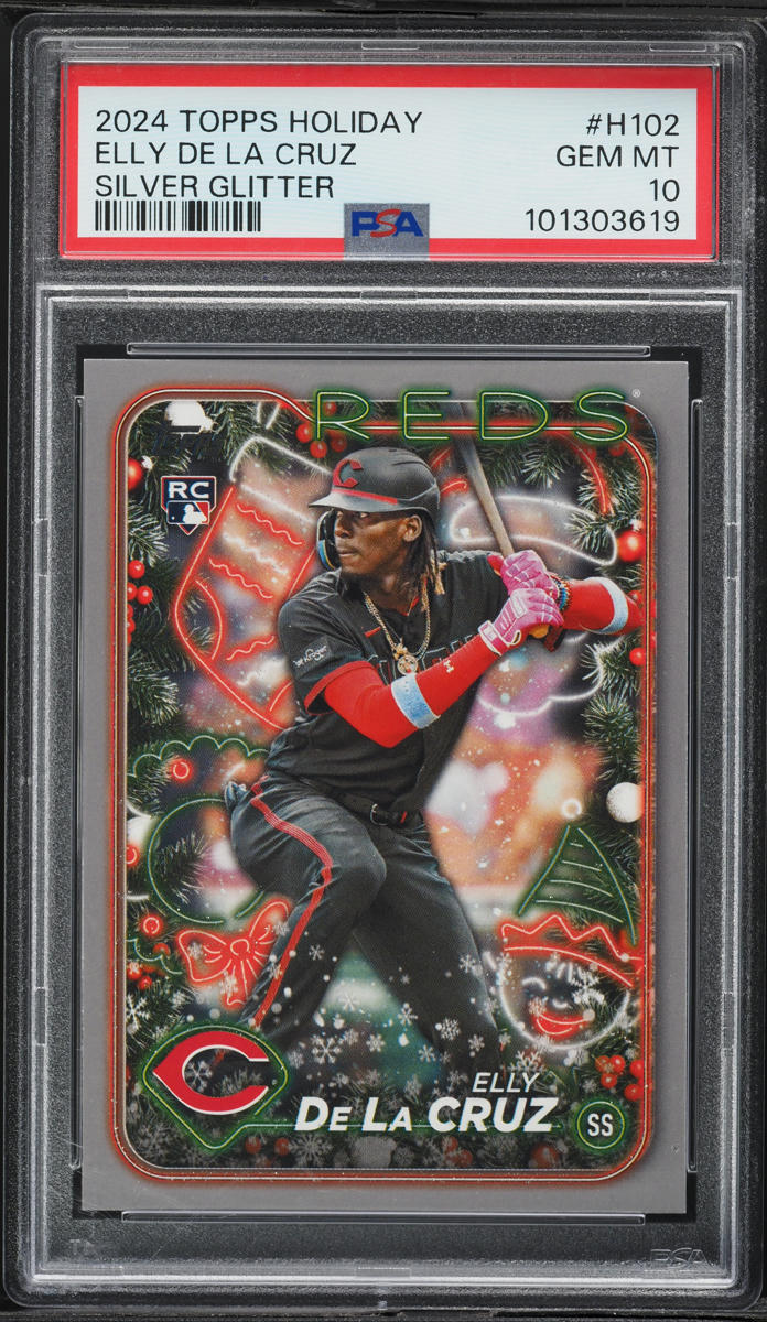 2024 Topps Holiday Silver Glitter Elly De La Cruz ROOKIE #H102 PSA 10 GEM MINT