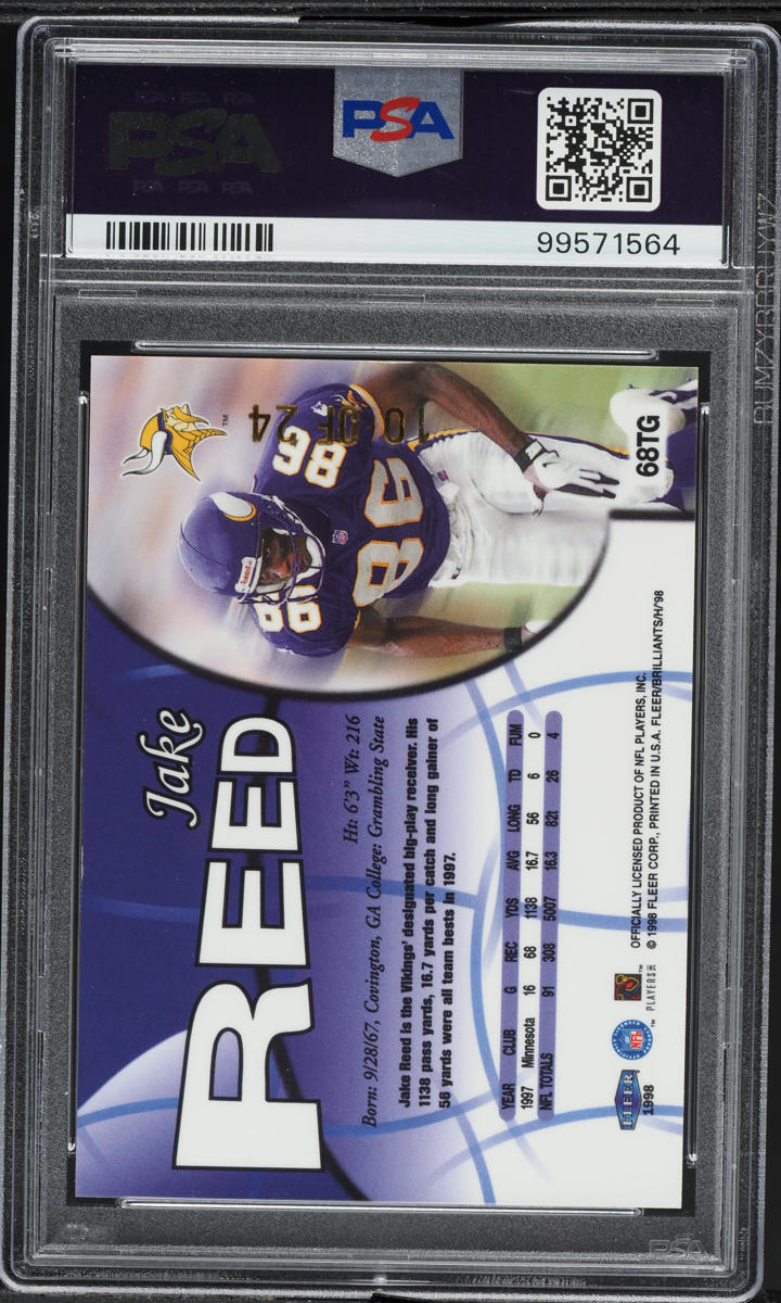 1998 Fleer Brilliants 24-Karat Gold Jake Reed /24 #68TG PSA 7 NRMT
