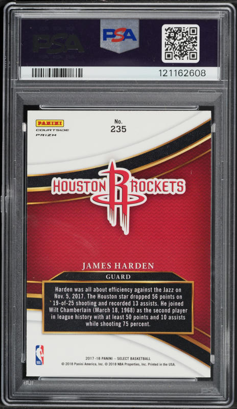2017 Select Courtside Zebra Prizm James Harden #235 PSA 10 GEM