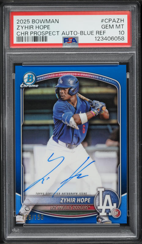 2025 Bowman Chrome Red Xfractor Zyhir Hope PROSPECT AUTO DNA 10 /5