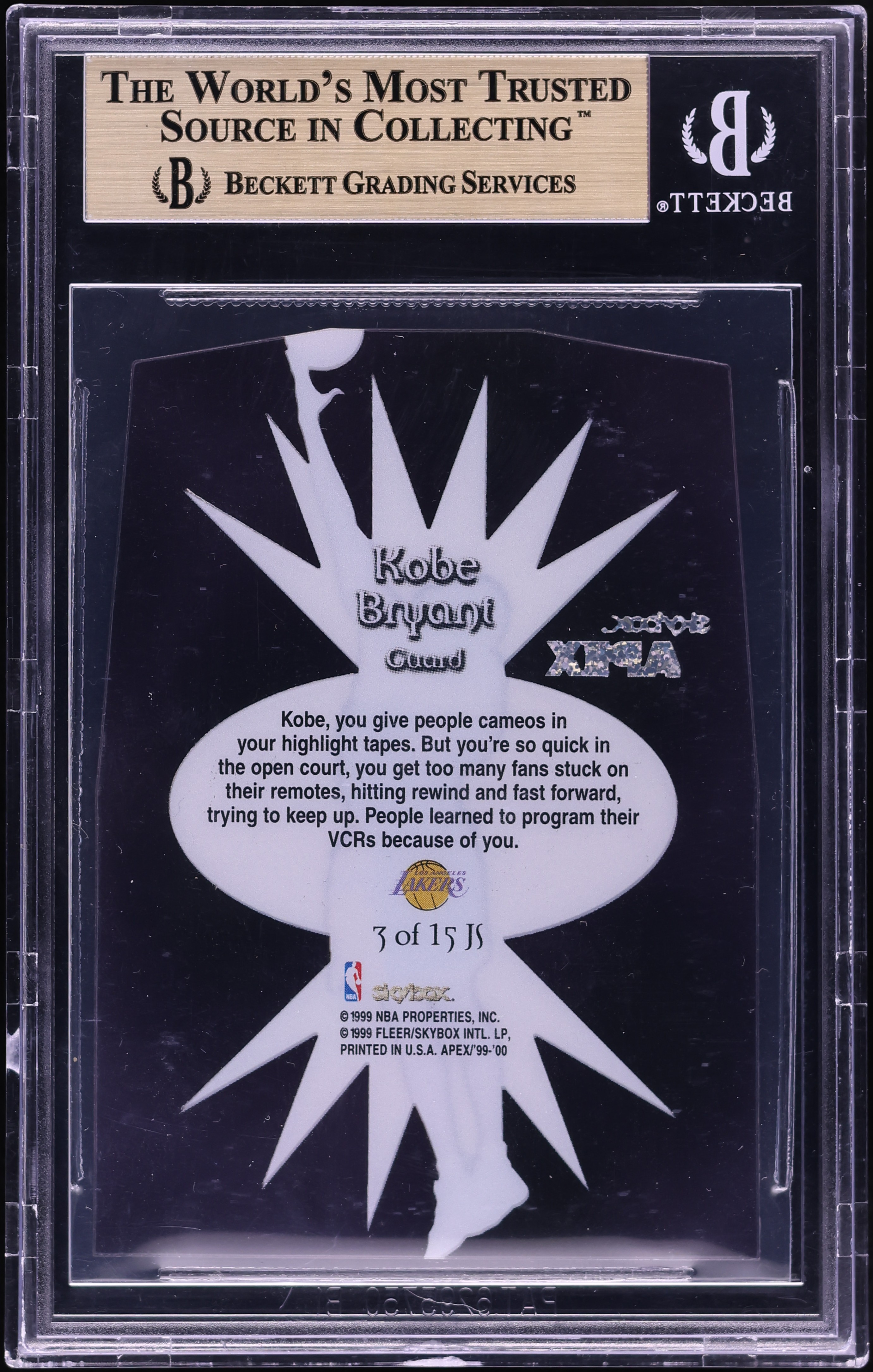 1999 Skybox Apex Jam Session Die-Cut Kobe Bryant #3 BGS 9.5 GEM