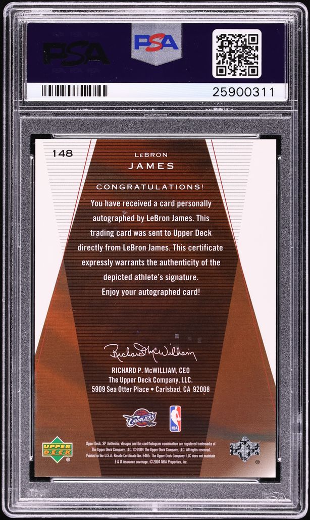 2003 SP Authentic LeBron James ROOKIE AUTO DNA 10 /500 #148 PSA 10