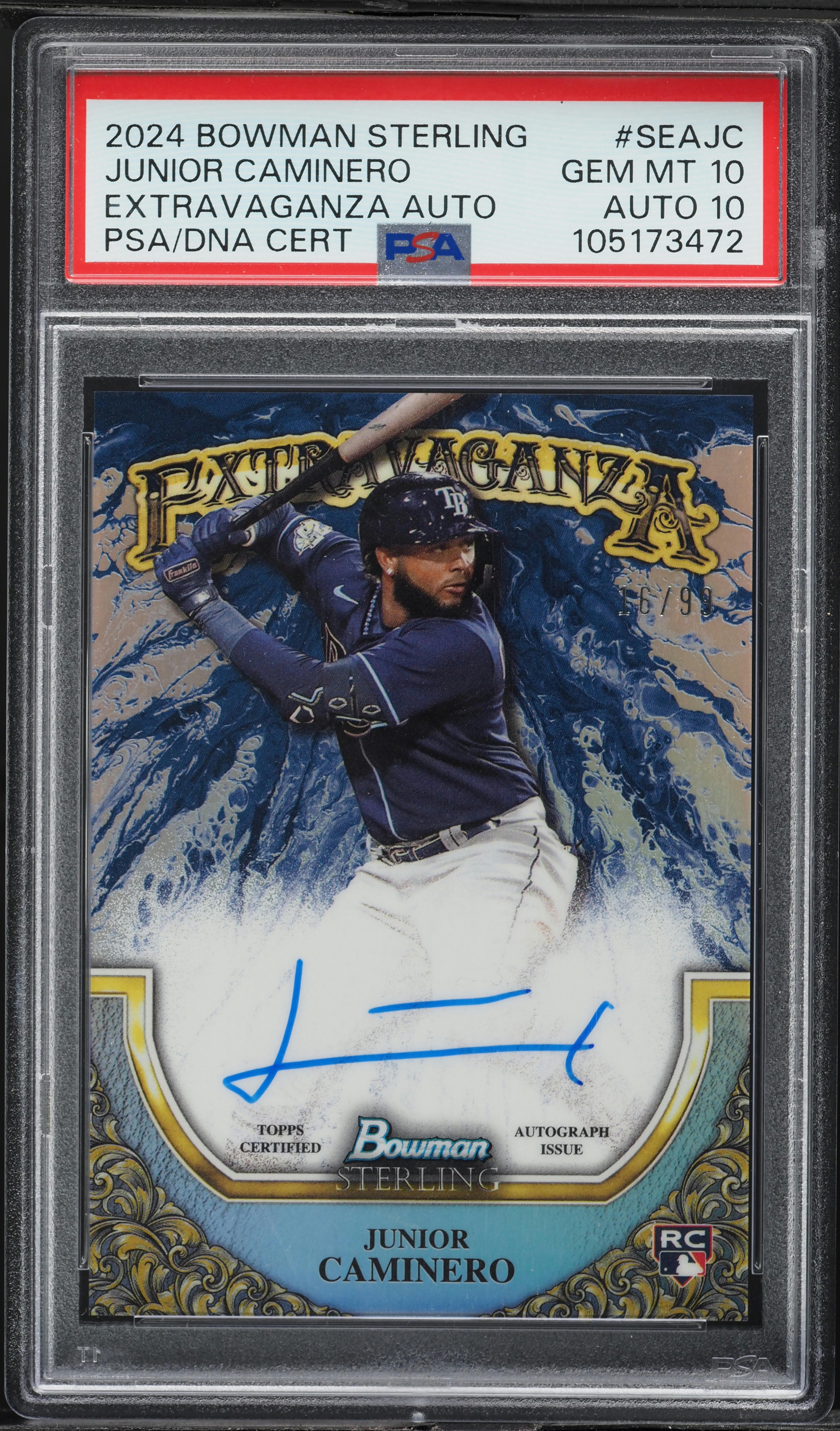2024 Bowman Sterling Extravaganza Junior Caminero ROOKIE AUTO DNA