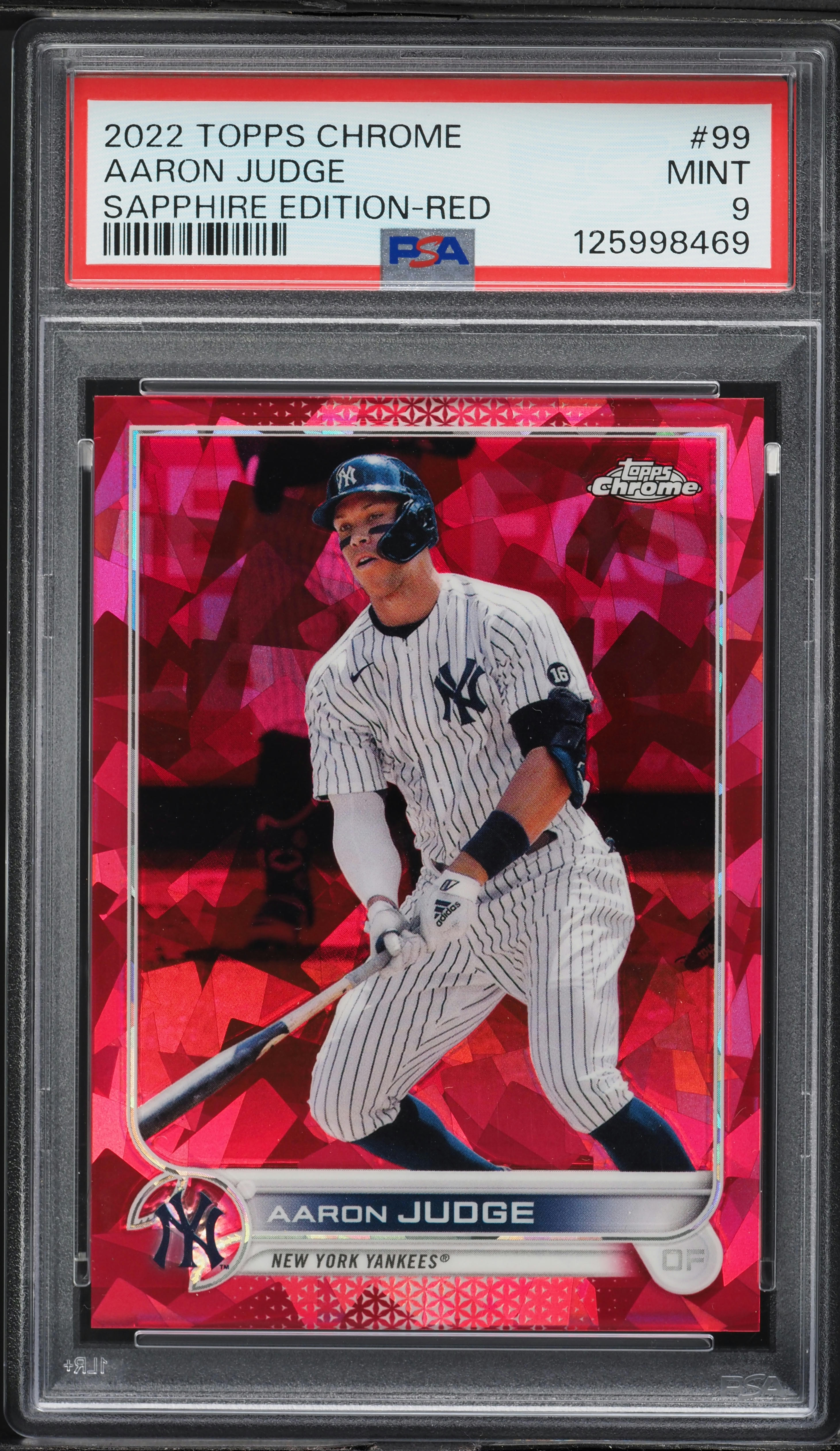 2022 Topps Chrome Sapphire Red Aaron Judge 5/5 #99 PSA 9 MINT on