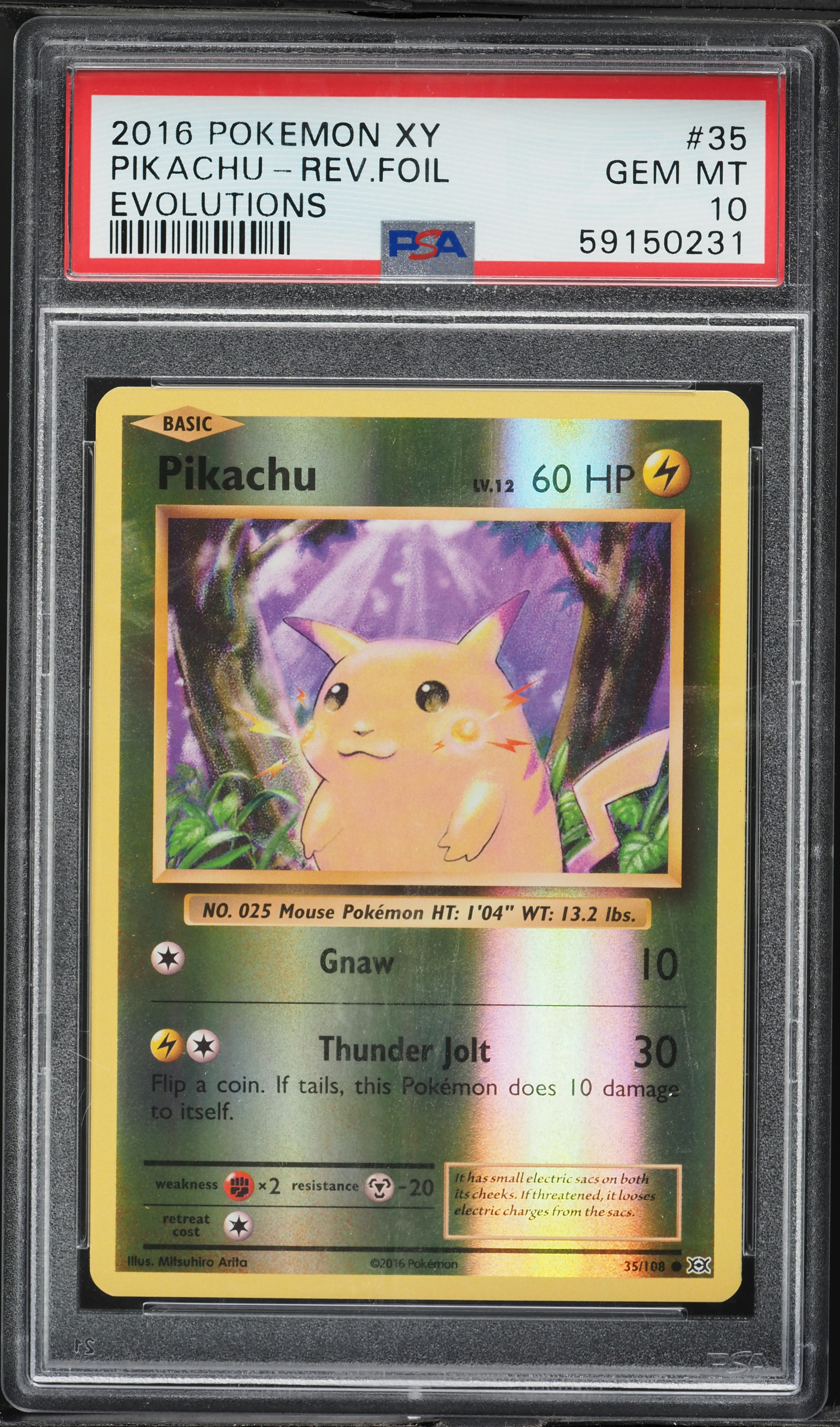 2016 Pokemon XY Evolutions Reverse Holo Pikachu #35 PSA 10 GEM