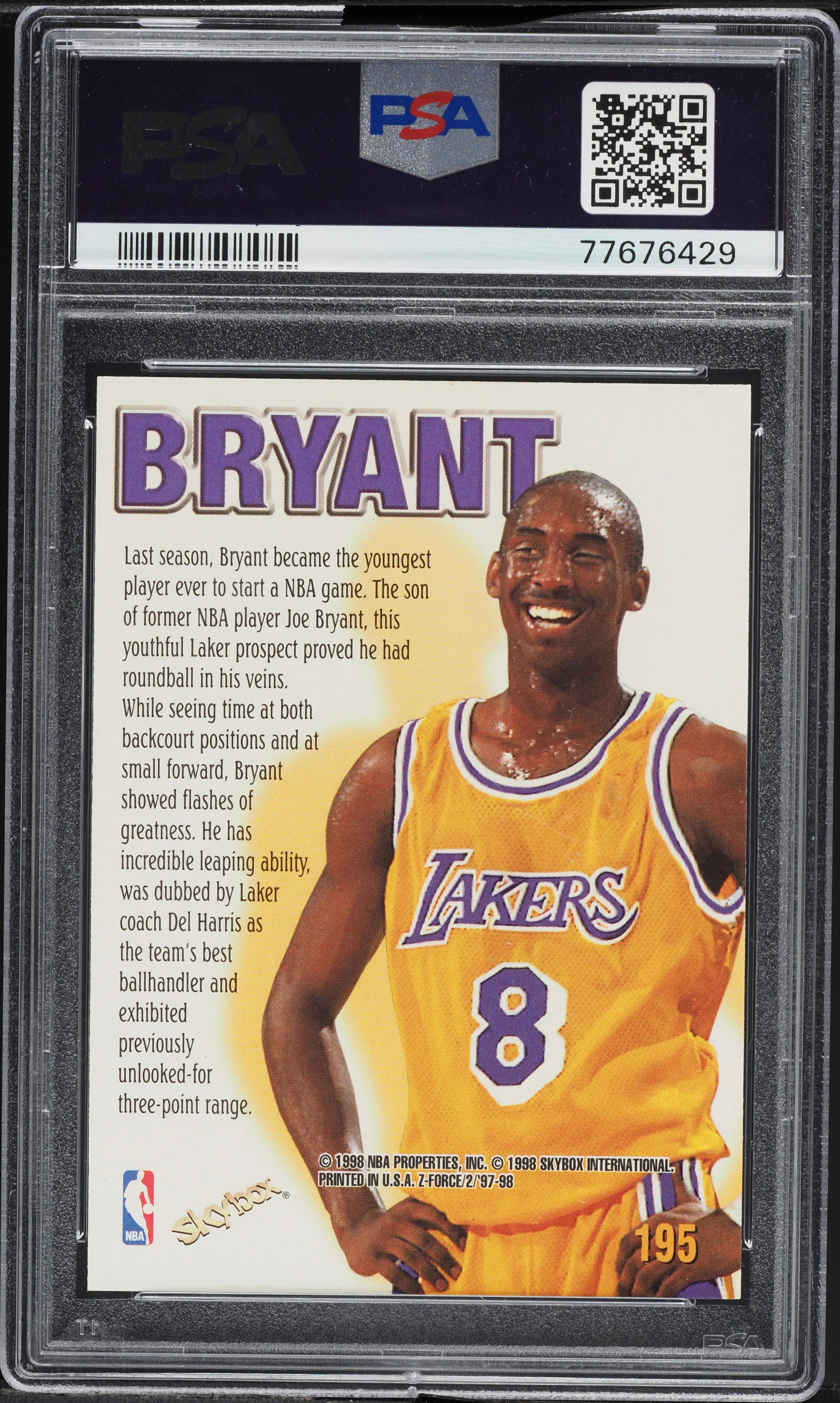 1997 Skybox Z Force Zuperman Kobe Bryant #195 PSA 10 GEM MINT on