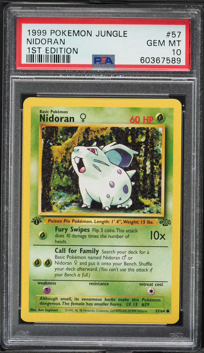1999 Pokemon Jungle 1st Edition Nidoran #57 PSA 10 GEM MINT on