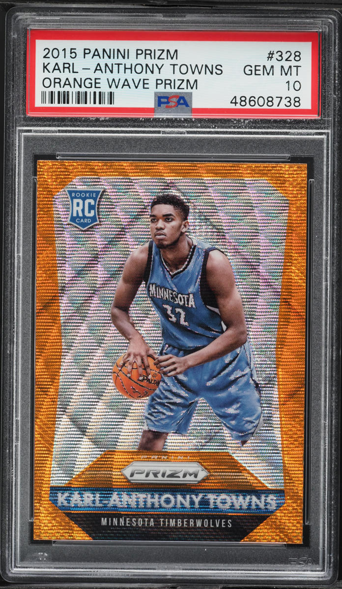2015 Panini Prizm Orange Wave Karl-Anthony Towns ROOKIE #328 PSA 10 GEM MINT
