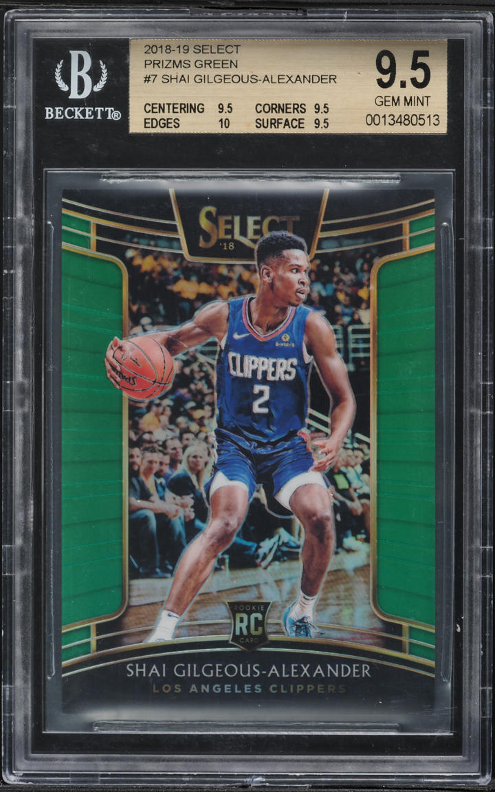 2018 Select Concourse Green Prizm Shai Gilgeous-Alexander ROOKIE /5 #7 BGS 9.5 MINT+