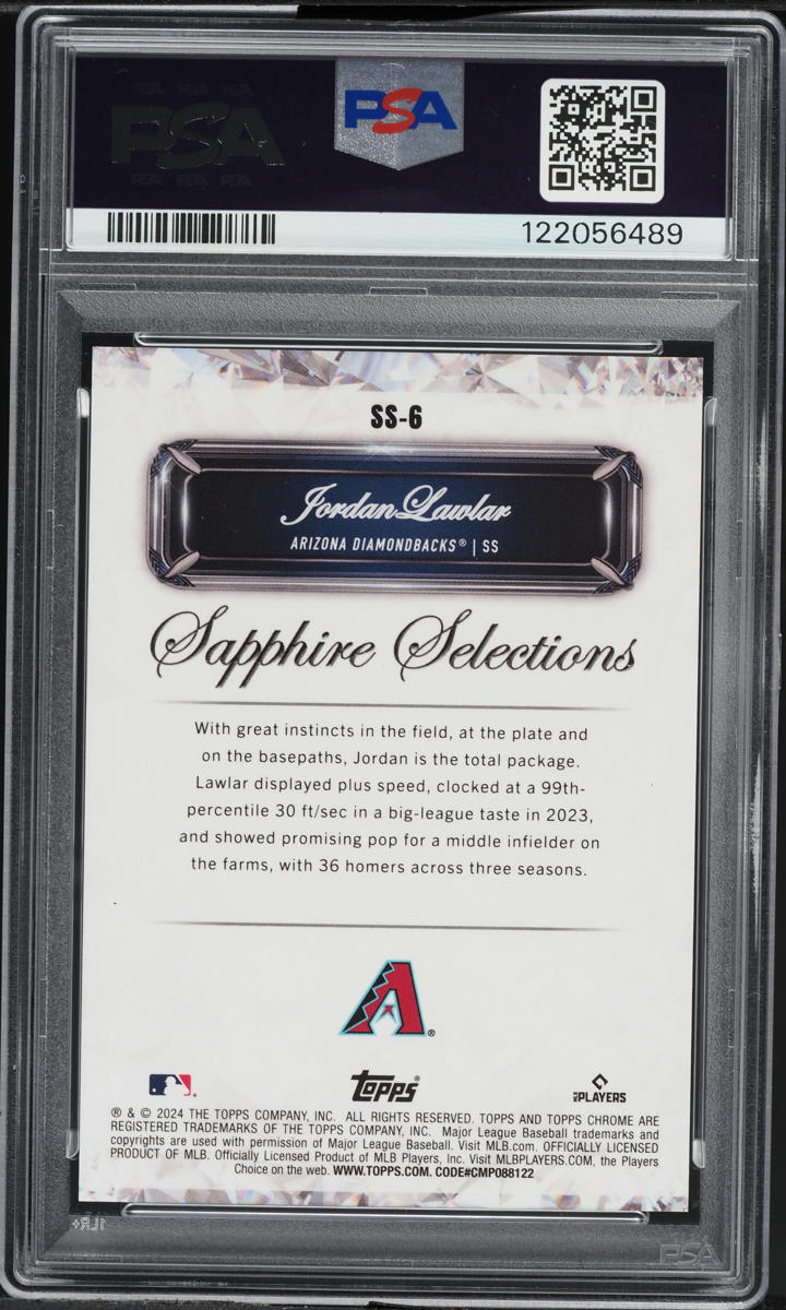 2024 Topps Chrome Sapphire Selections Red Jordan Lawlar ROOKIE 1/5 #SS6 PSA 10 GEM MINT