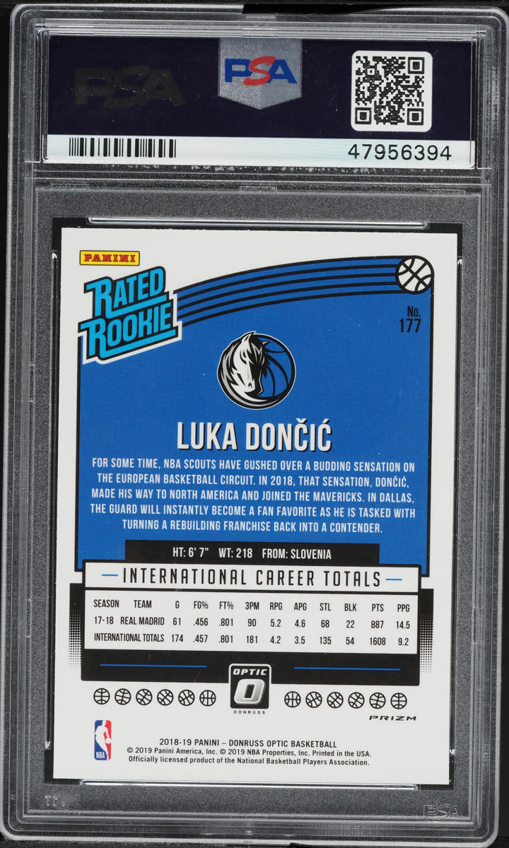 2018 Donruss Optic Holo Luka Doncic ROOKIE #177 PSA 10 GEM MINT