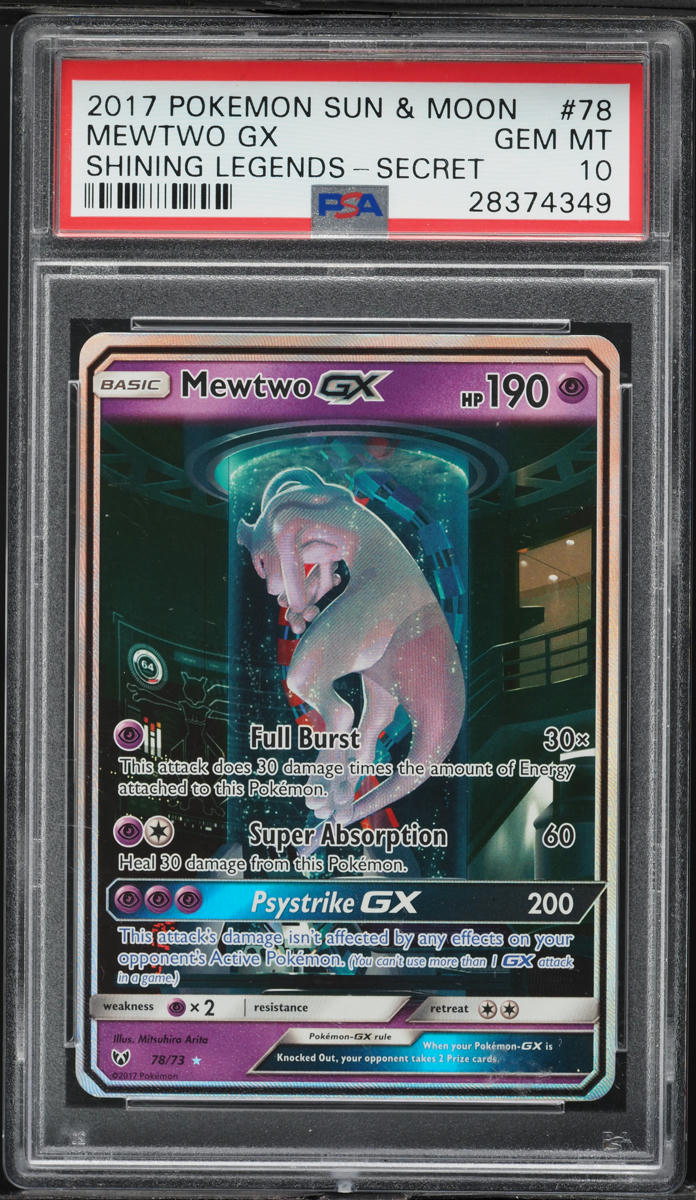 2017 Pokemon Sun & Moon Shining Legends SEC Mewtwo GX #78 PSA 10
