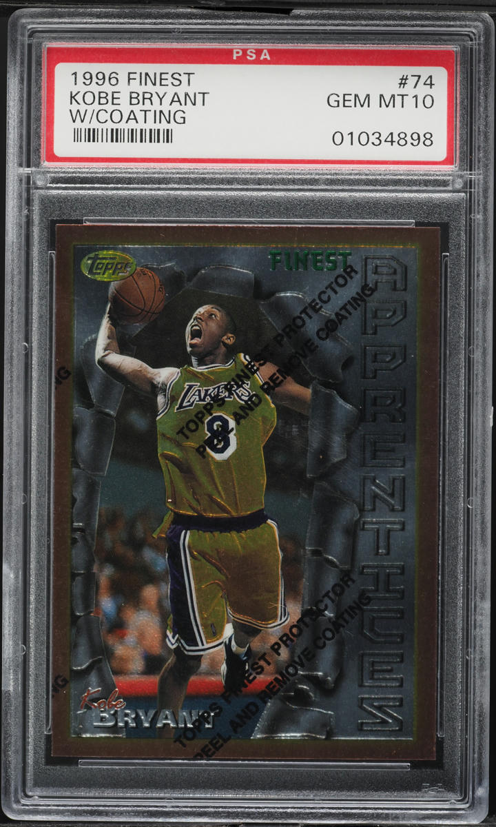 1996 Finest Basketball w/ Coating Kobe Bryant ROOKIE #74 PSA 10