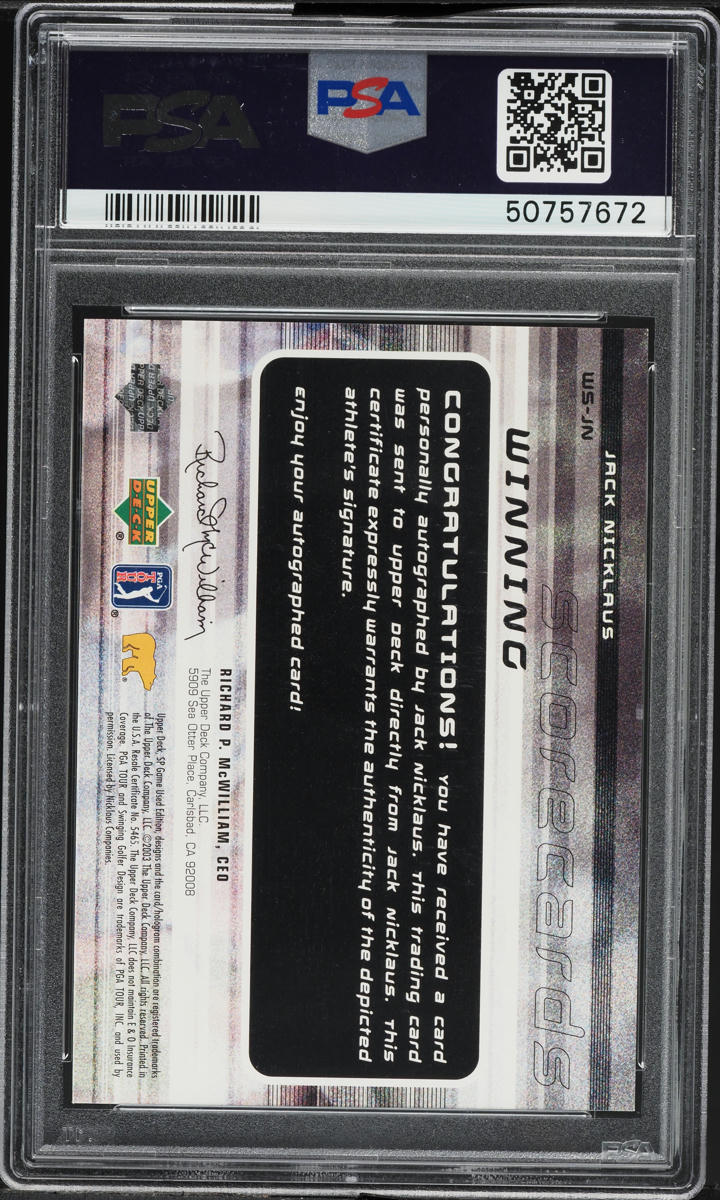 2003 SP Game Used Winning Scorecards Jack Nicklaus AUTO /25 PSA 9 MINT